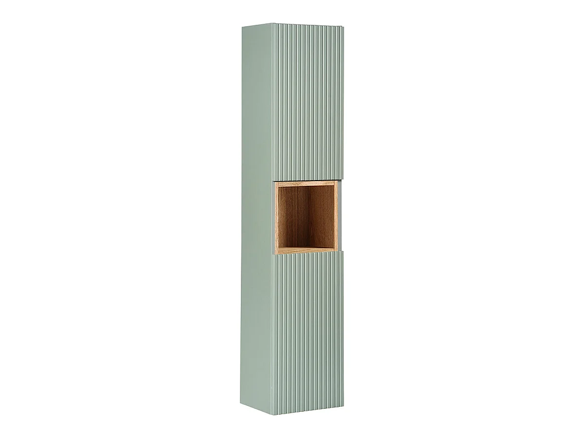 Ensemble meuble double vasque 140cm 4 tiroirs colonne et 3 armoires murales Jade Vert et Bois