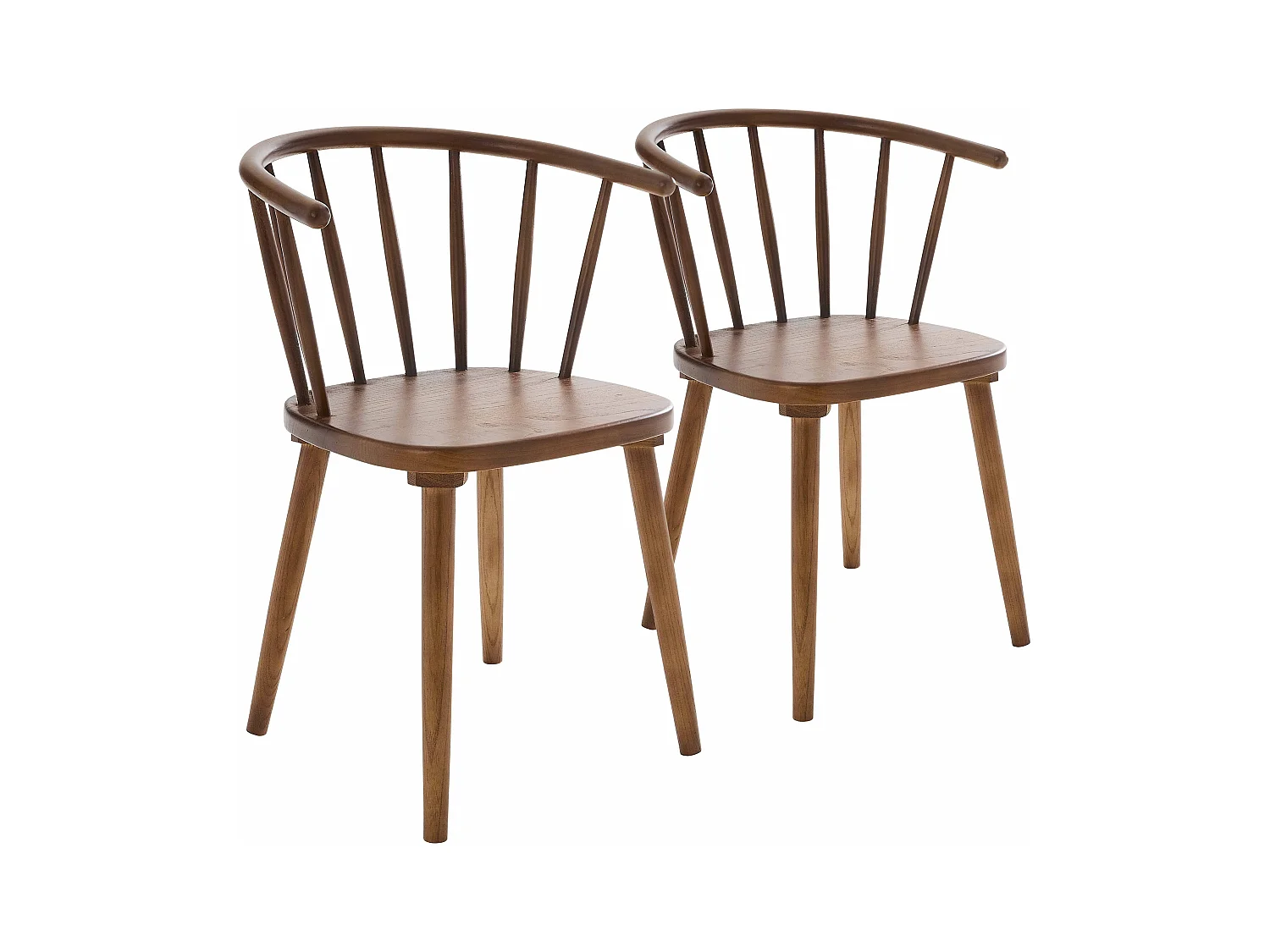 Lot de 2 chaises marron en bois d'orme