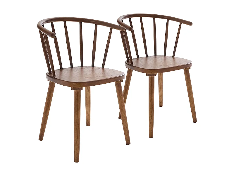 Set van 2 bruine iepenhouten stoelen