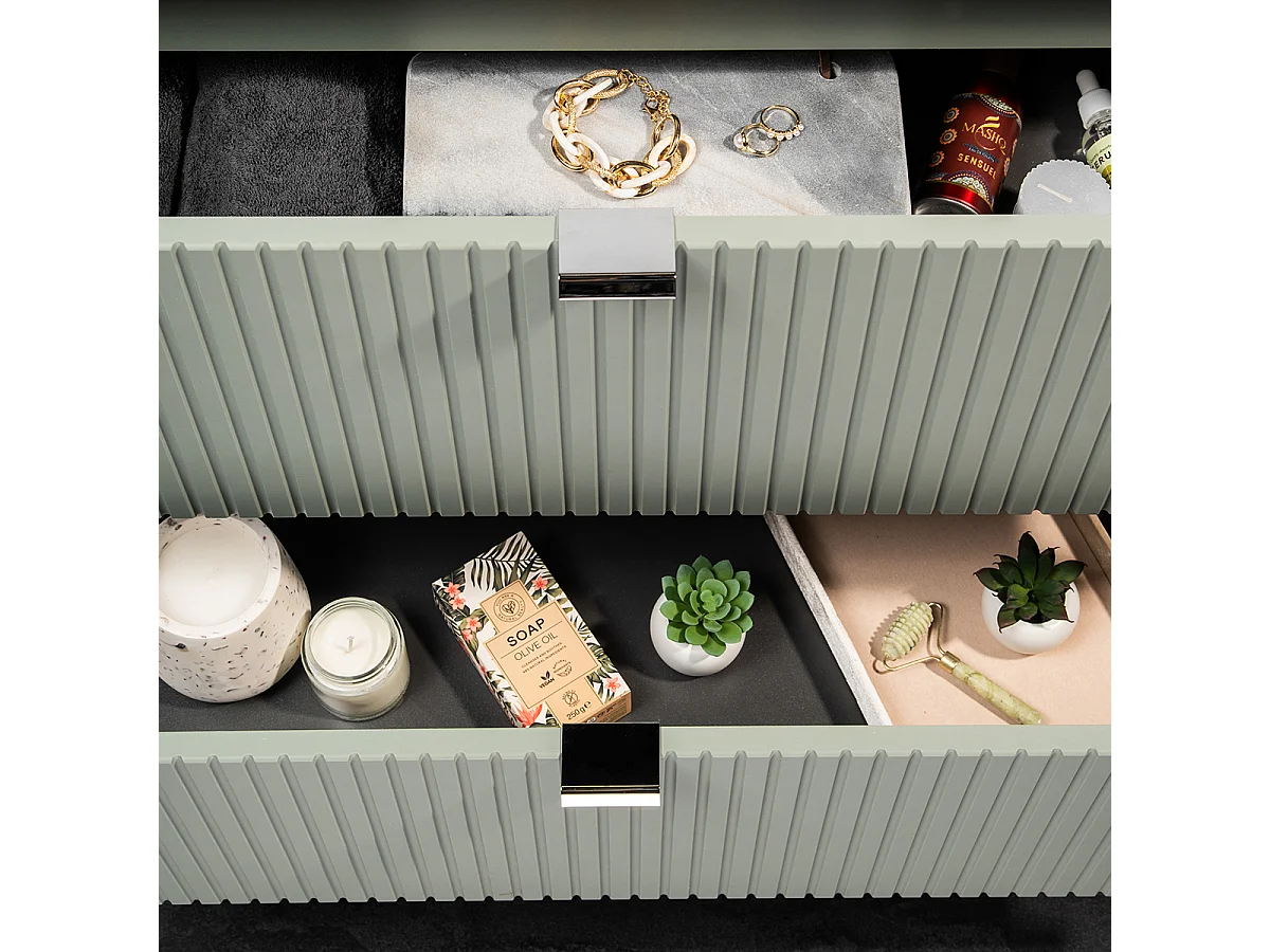 Meuble simple vasque encastrée 80cm 2 tiroirs Jade Vert