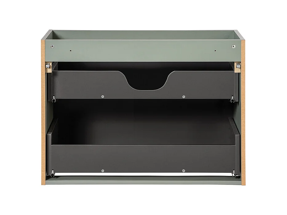 Meuble simple vasque encastrée 80cm 2 tiroirs Jade Vert