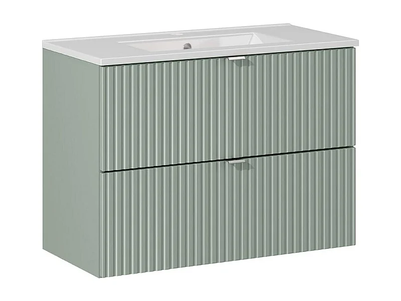 Meuble simple vasque encastrée 80cm 2 tiroirs Jade Vert