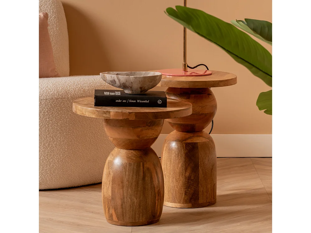 Table d'appoint en bois de manguier H39cm Naturel  Present Time
