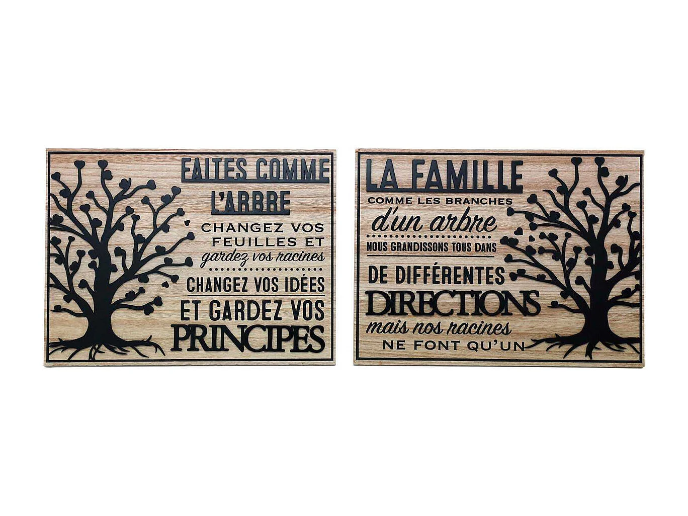 Plaque décorative en bois Famille et arbre de vie 30 x 40 cm (Lot de 2)