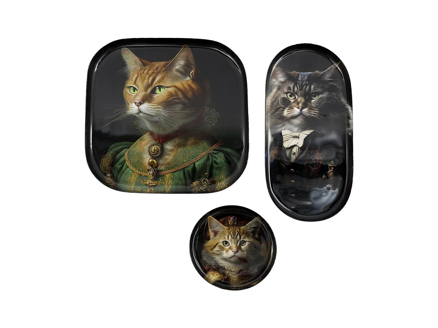 Set de 3 vide-poches en métal Chats