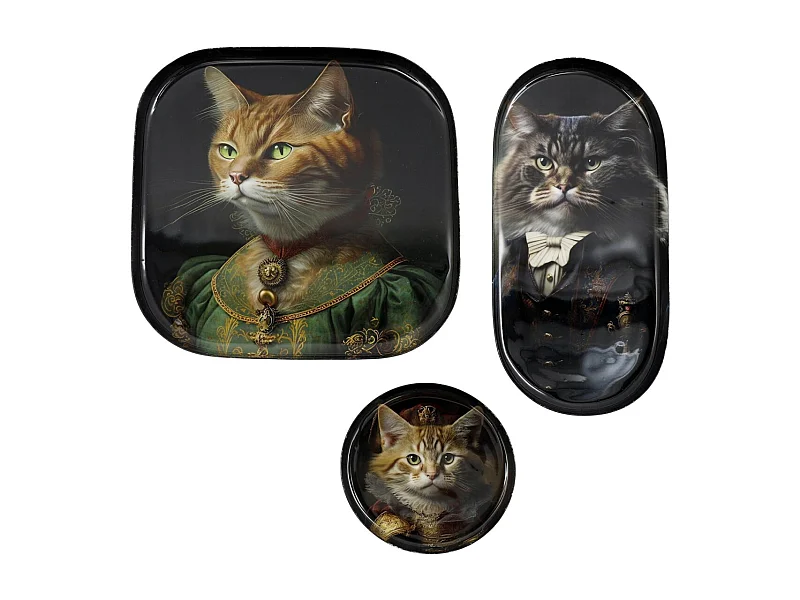 Set de 3 vide-poches en métal Chats