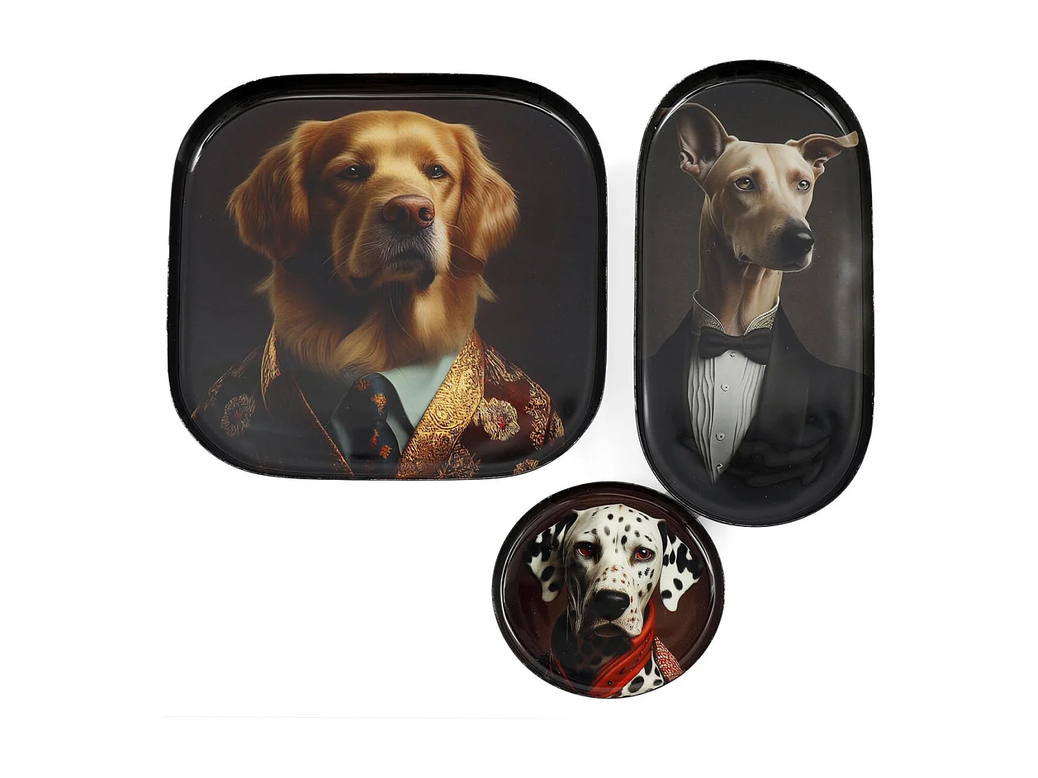 Set de 3 vide-poches en métal Chiens