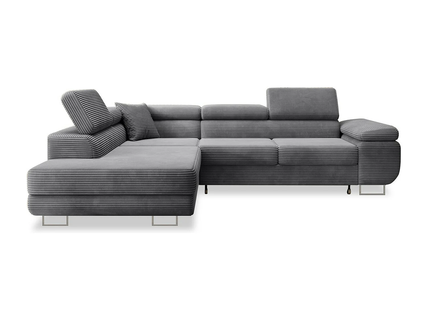 Canapé d'angle gauche convertible Marius velours côtelé Gris foncé