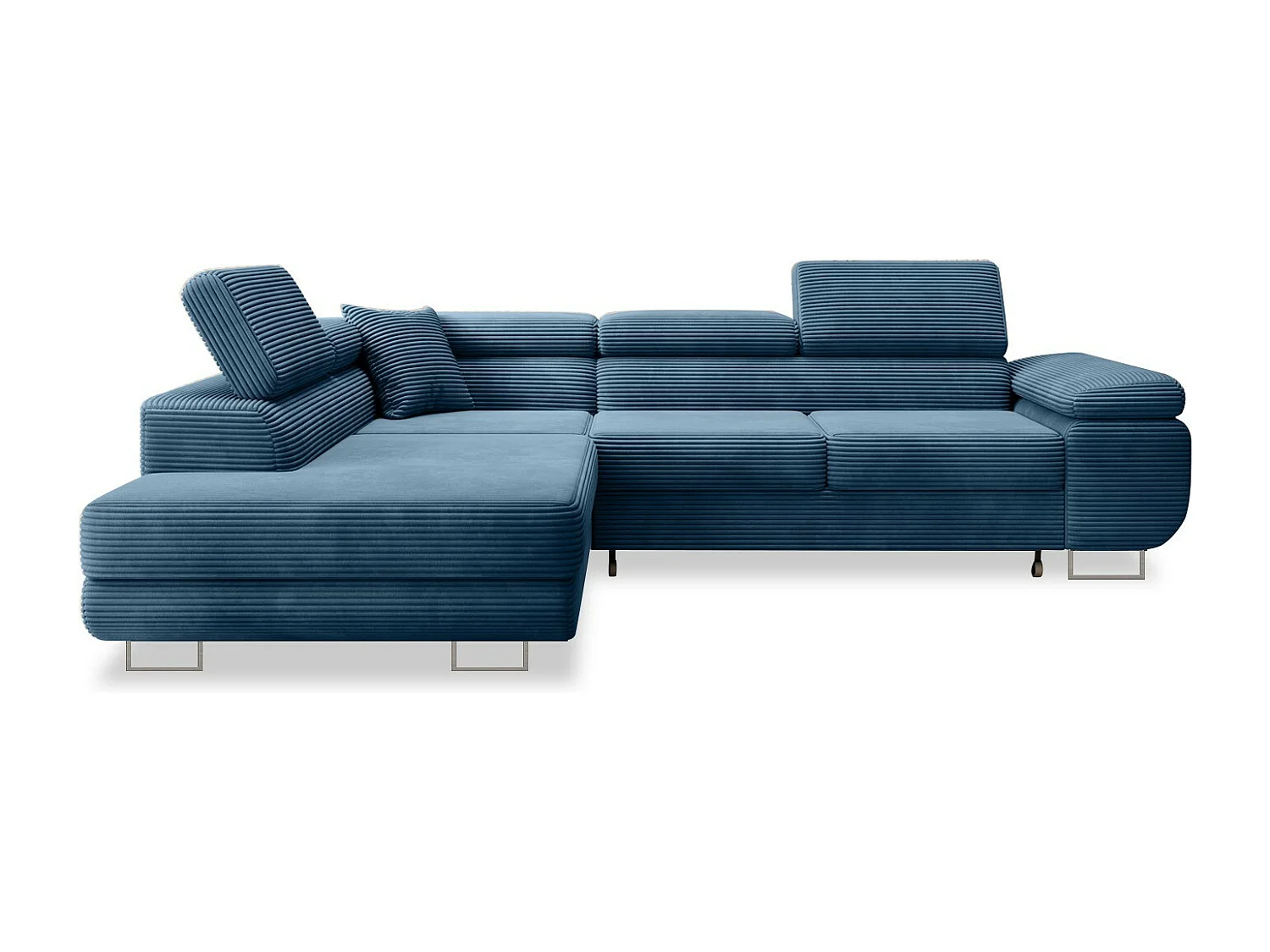 Canapé d'angle gauche convertible Marius velours côtelé Bleu