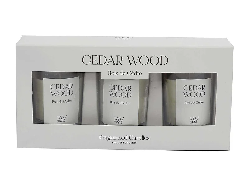 Set de 3 bougies en verre Votives Bois de cèdre