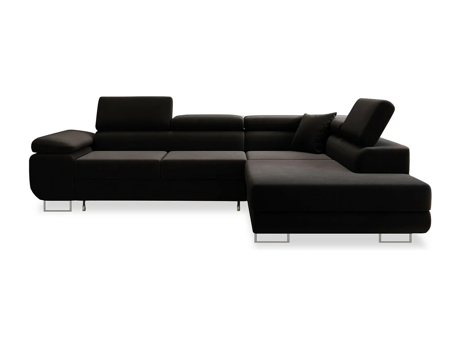 Canapé d'angle droit convertible Marius velours Noir