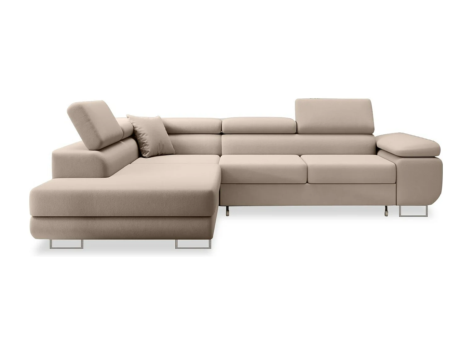 Canapé d'angle gauche convertible Marius velours Beige