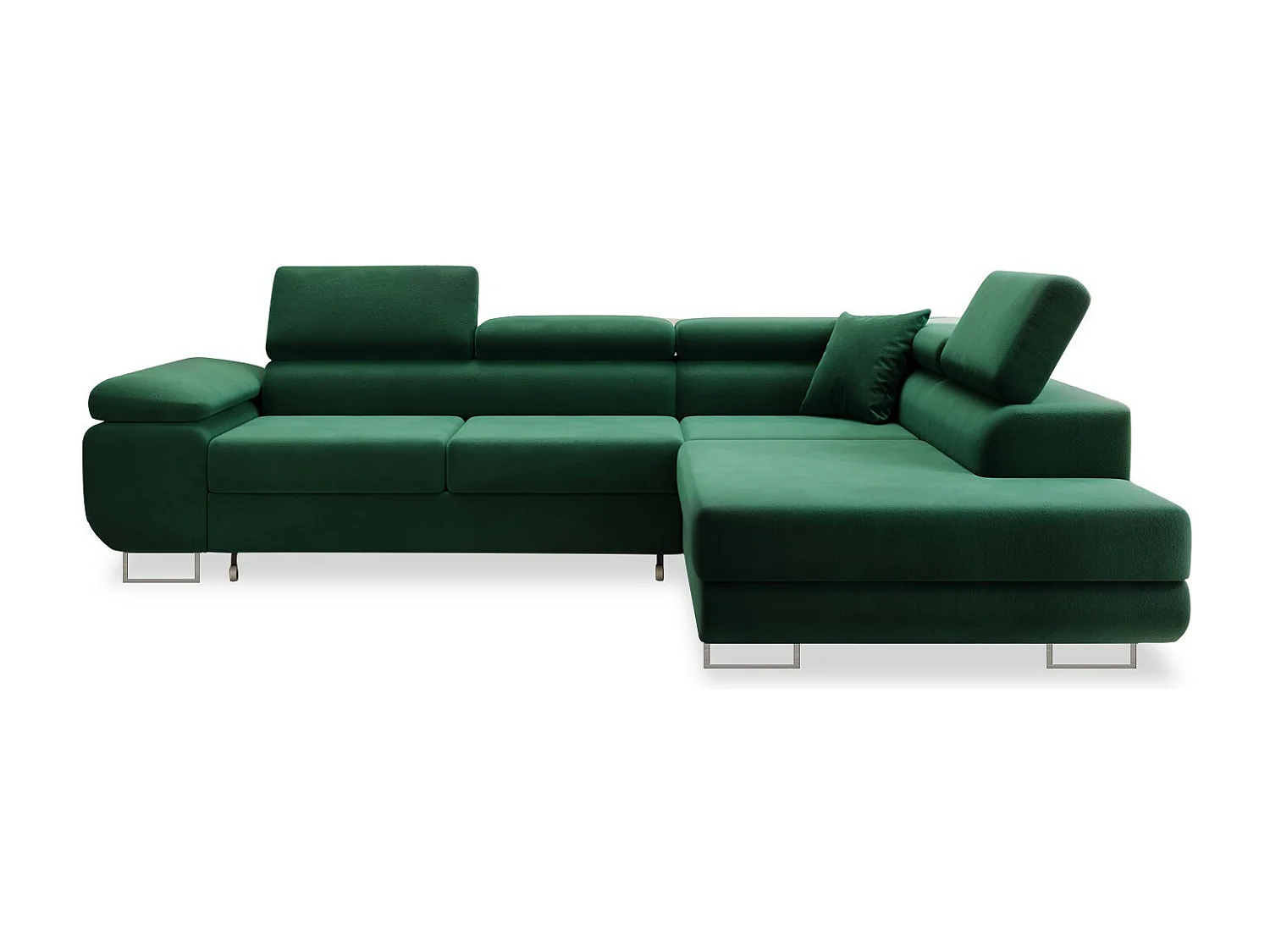 Canapé d'angle droit convertible Marius velours Vert