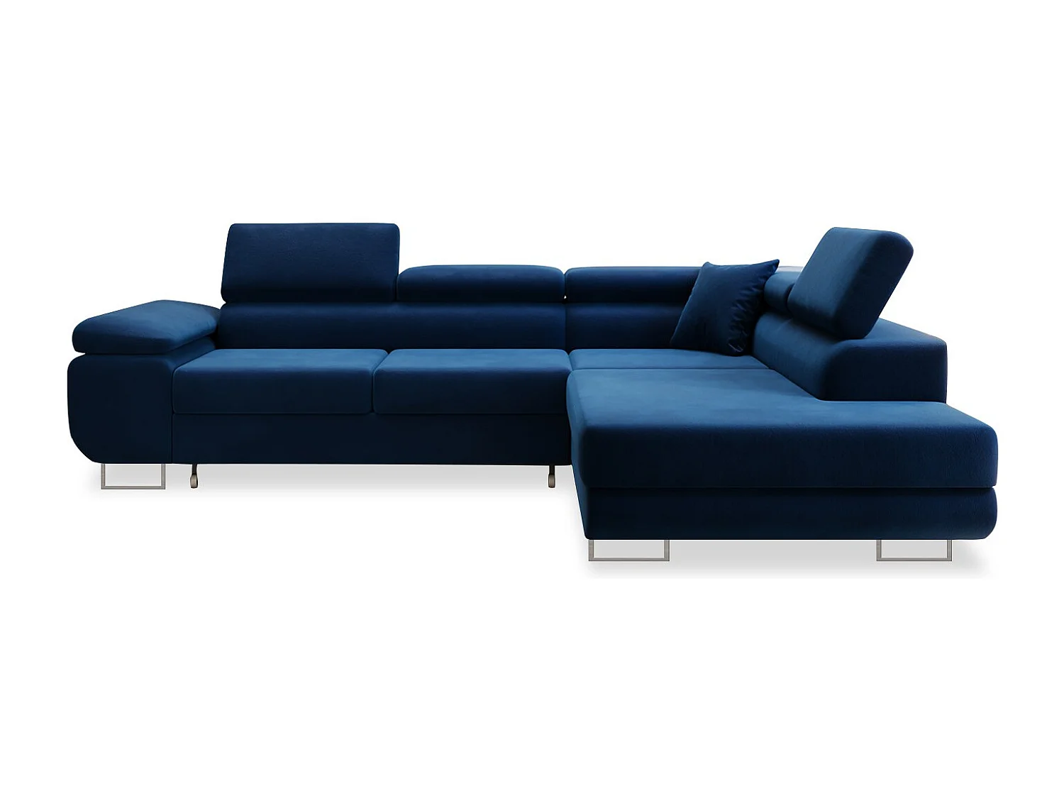 Canapé d'angle droit convertible Marius velours Bleu