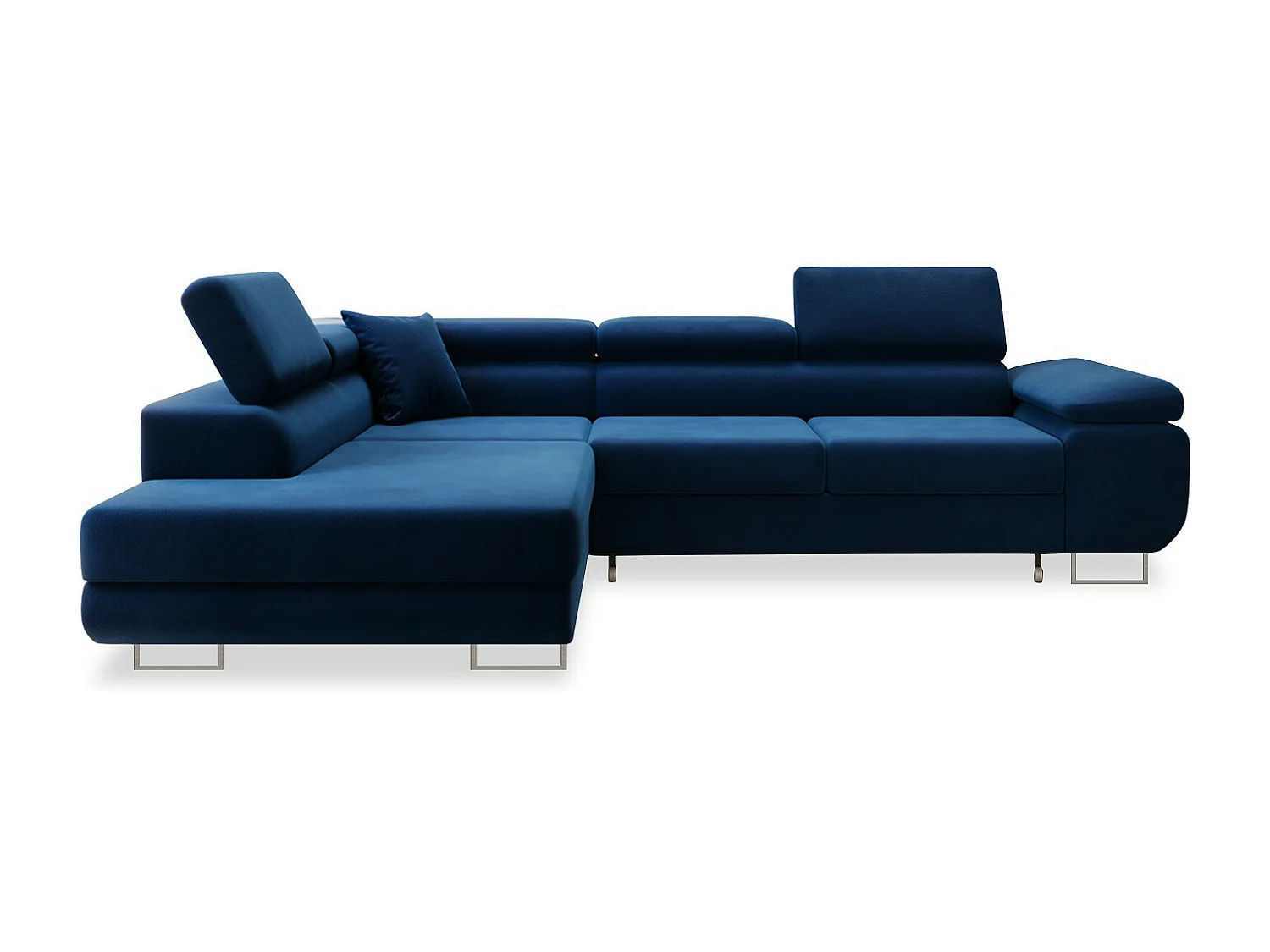 Canapé d'angle gauche convertible Marius velours Bleu