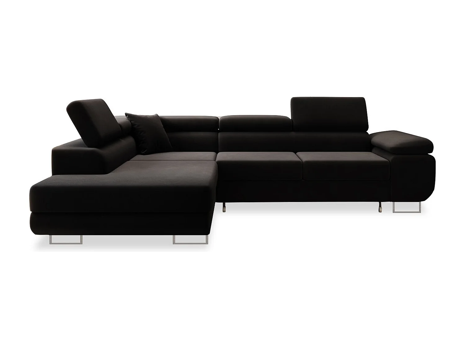 Canapé d'angle gauche convertible Marius velours Noir