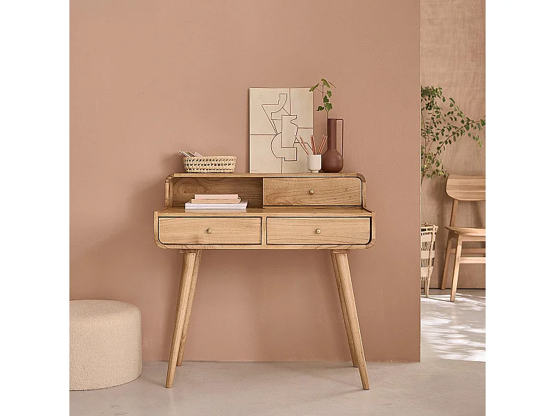 Bureau en bois de mindi massif 90 cm
