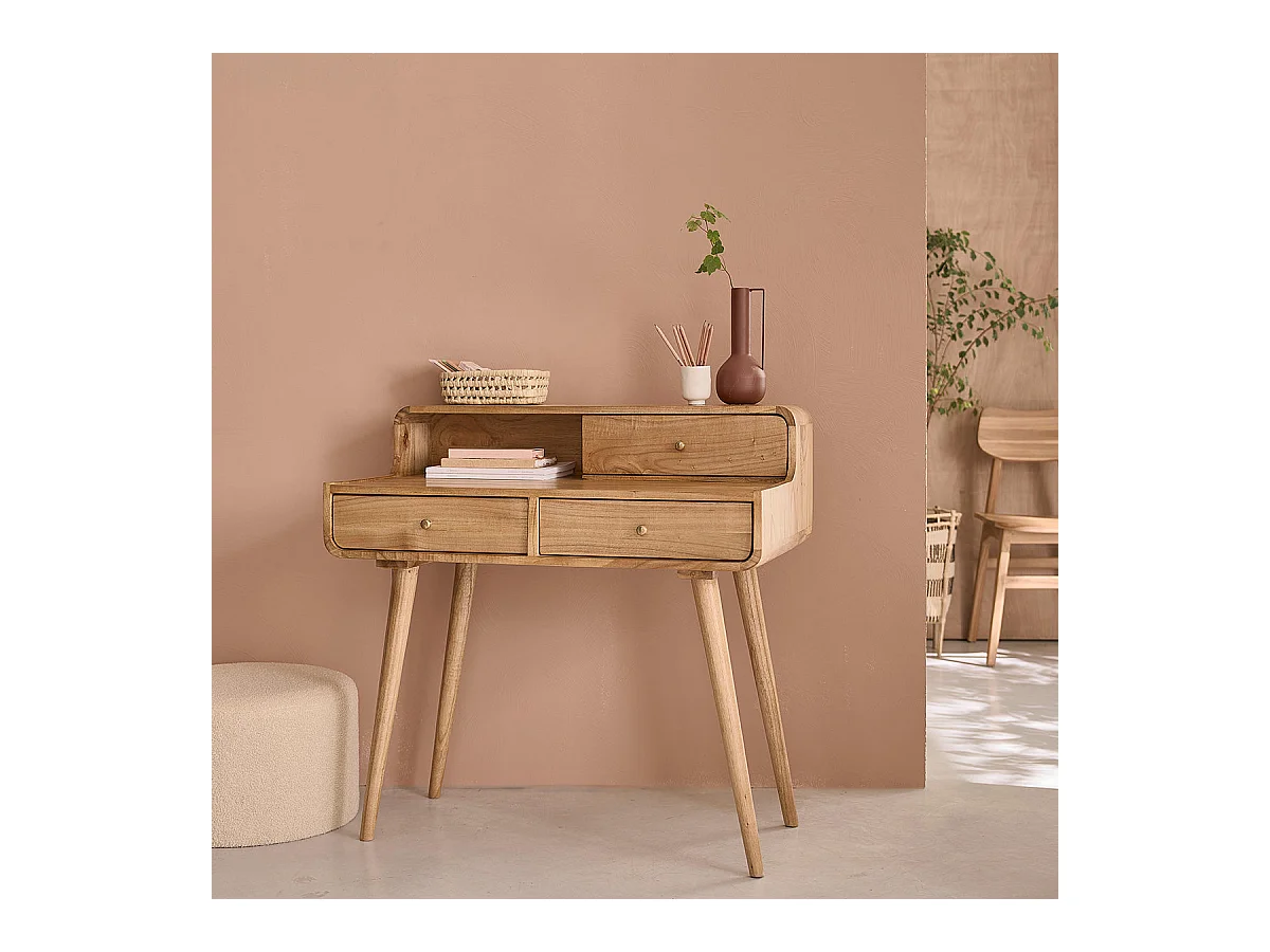 Bureau en bois de mindi massif 90 cm