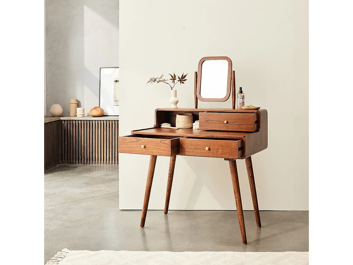 Scrivania in mindi massello finitura noce