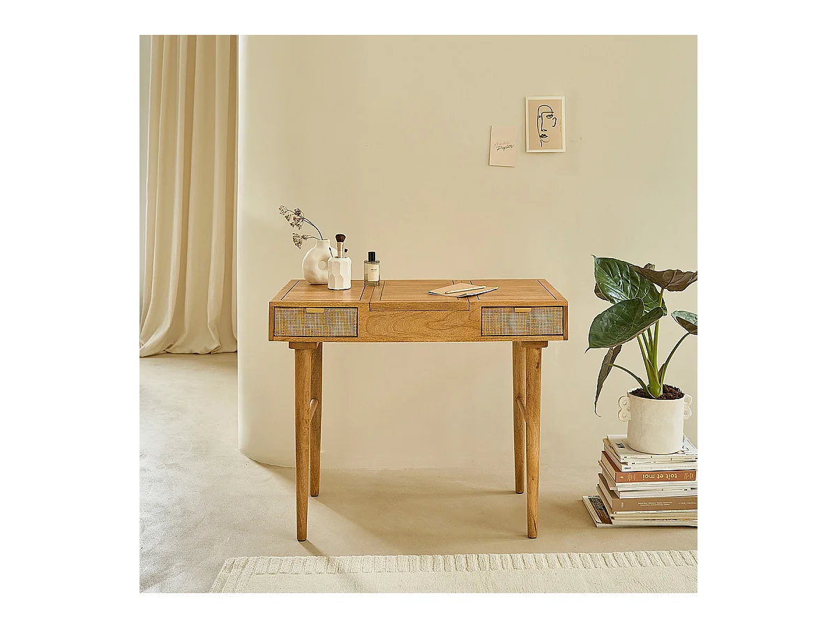 Escritorio de mango macizo y rejilla