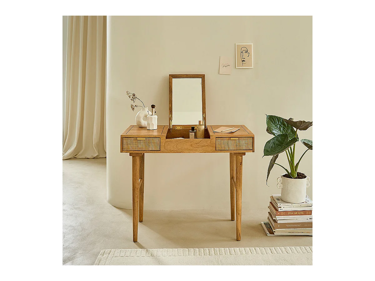 Escritorio de mango macizo y rejilla