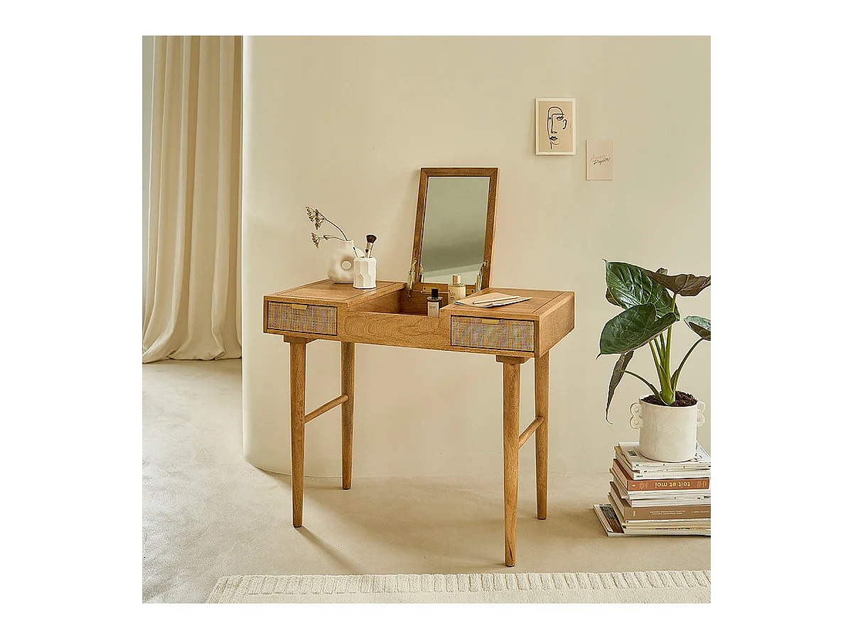 Escritorio de mango macizo y rejilla