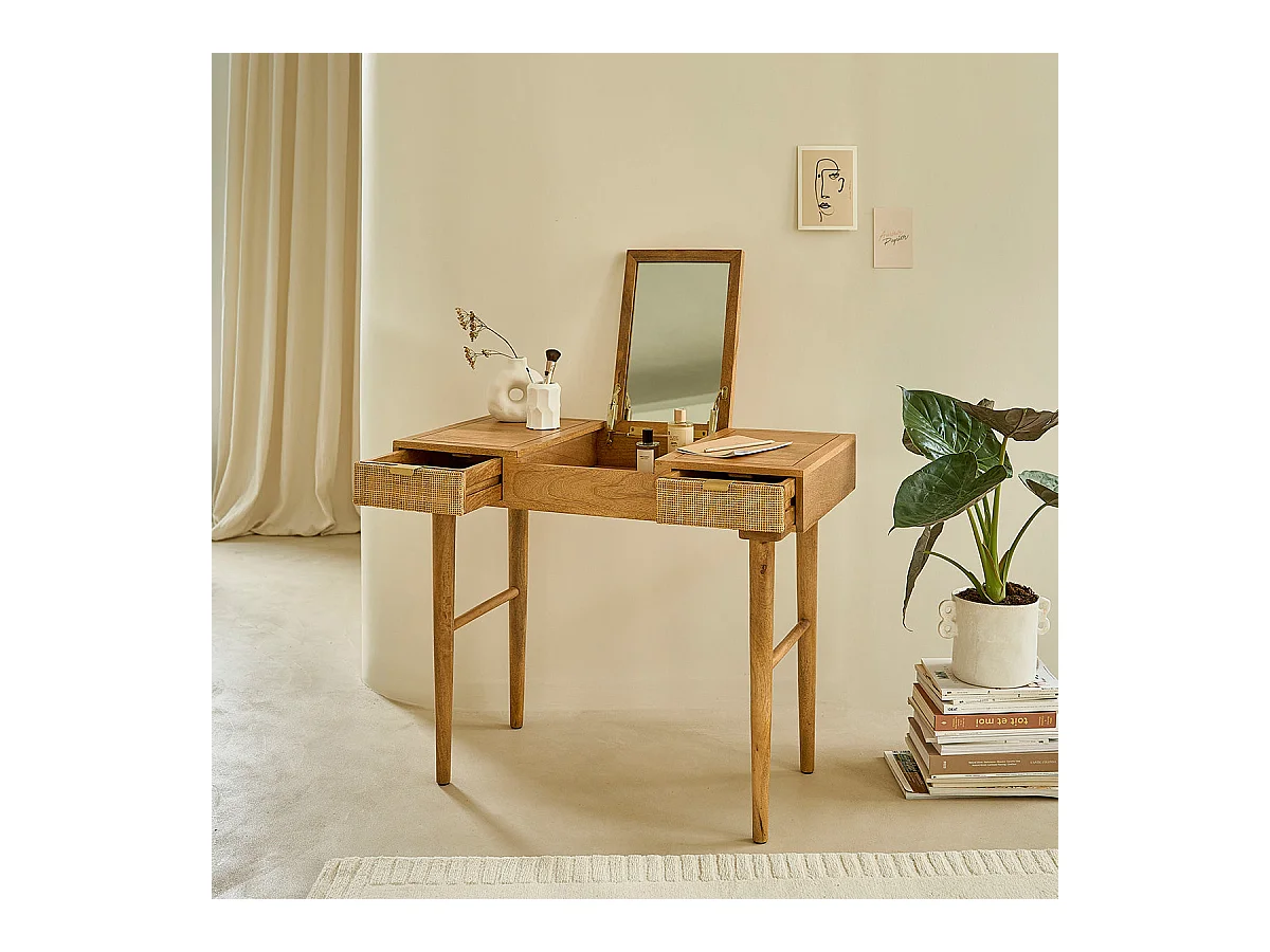 Escritorio de mango macizo y rejilla