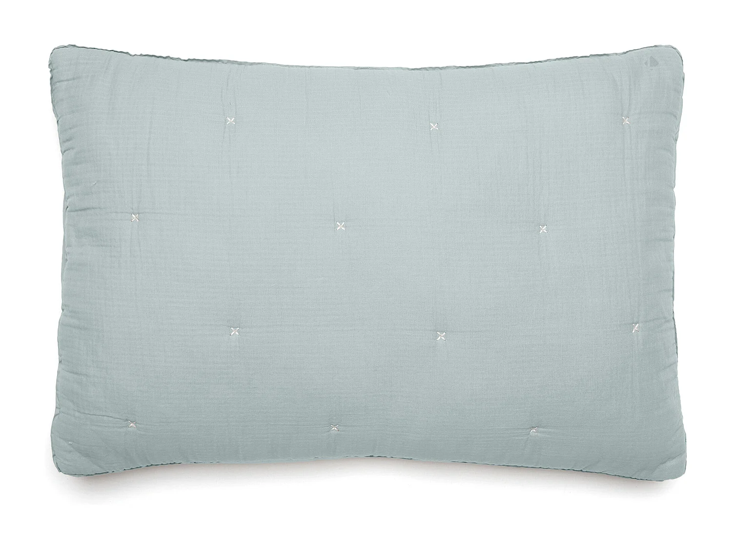 Housse de coussin capitonnée en mousseline de coton 40x60 cm ANDROS bleu lichen