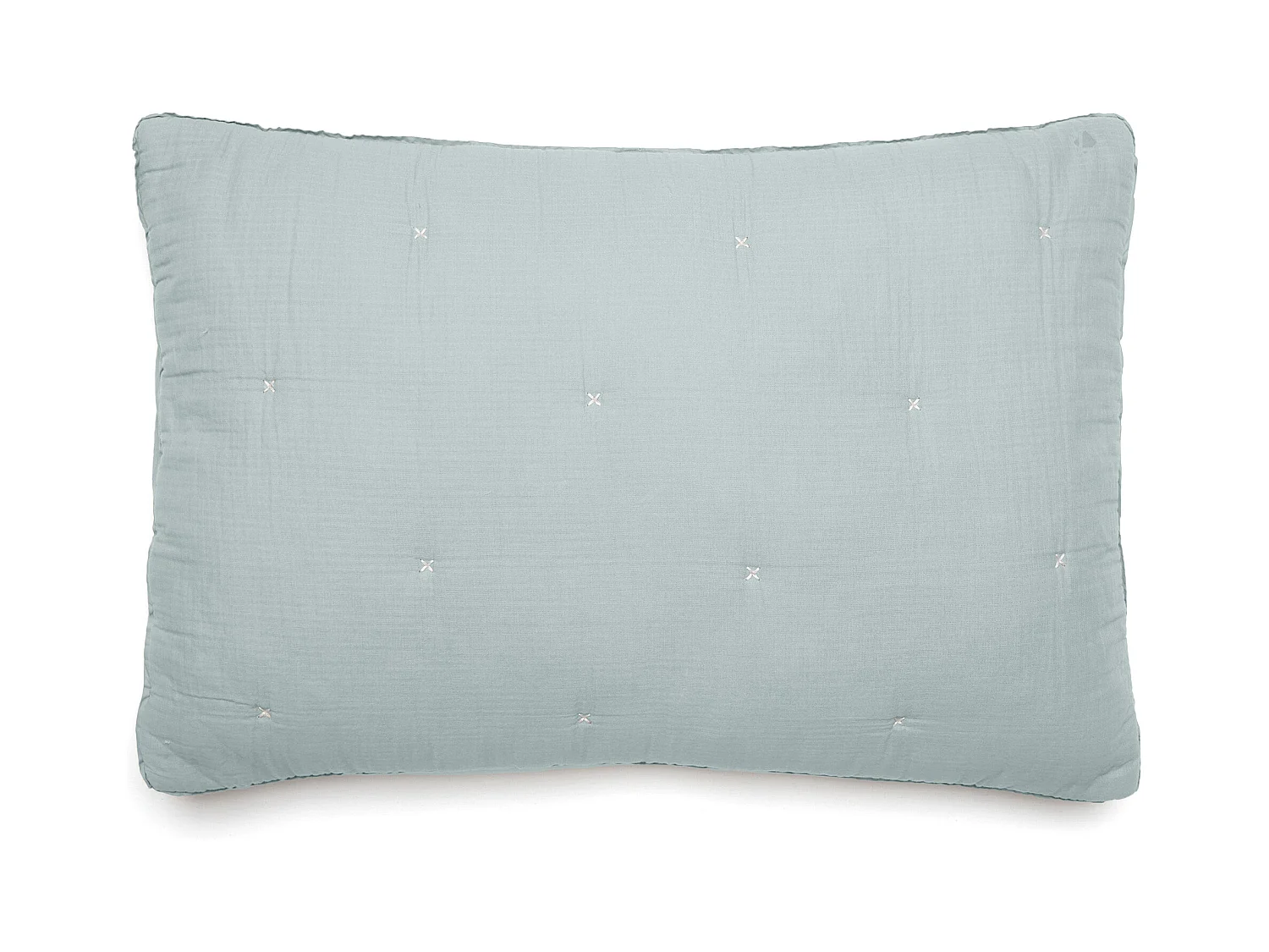 Housse de coussin capitonnée en mousseline de coton 40x60 cm ANDROS bleu lichen