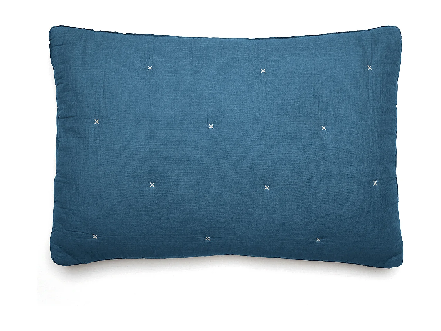 Housse de coussin capitonnée en mousseline de coton 40x60 cm ANDROS bleu marine