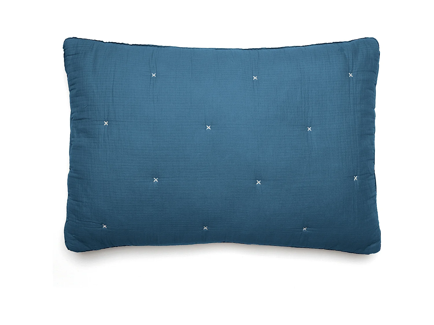 Housse de coussin capitonnée en mousseline de coton 40x60 cm ANDROS bleu marine