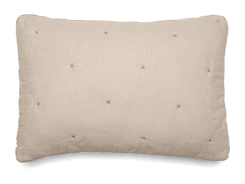 Housse de coussin capitonnée en mousseline de coton 40x60 cm ANDROS beige ficelle