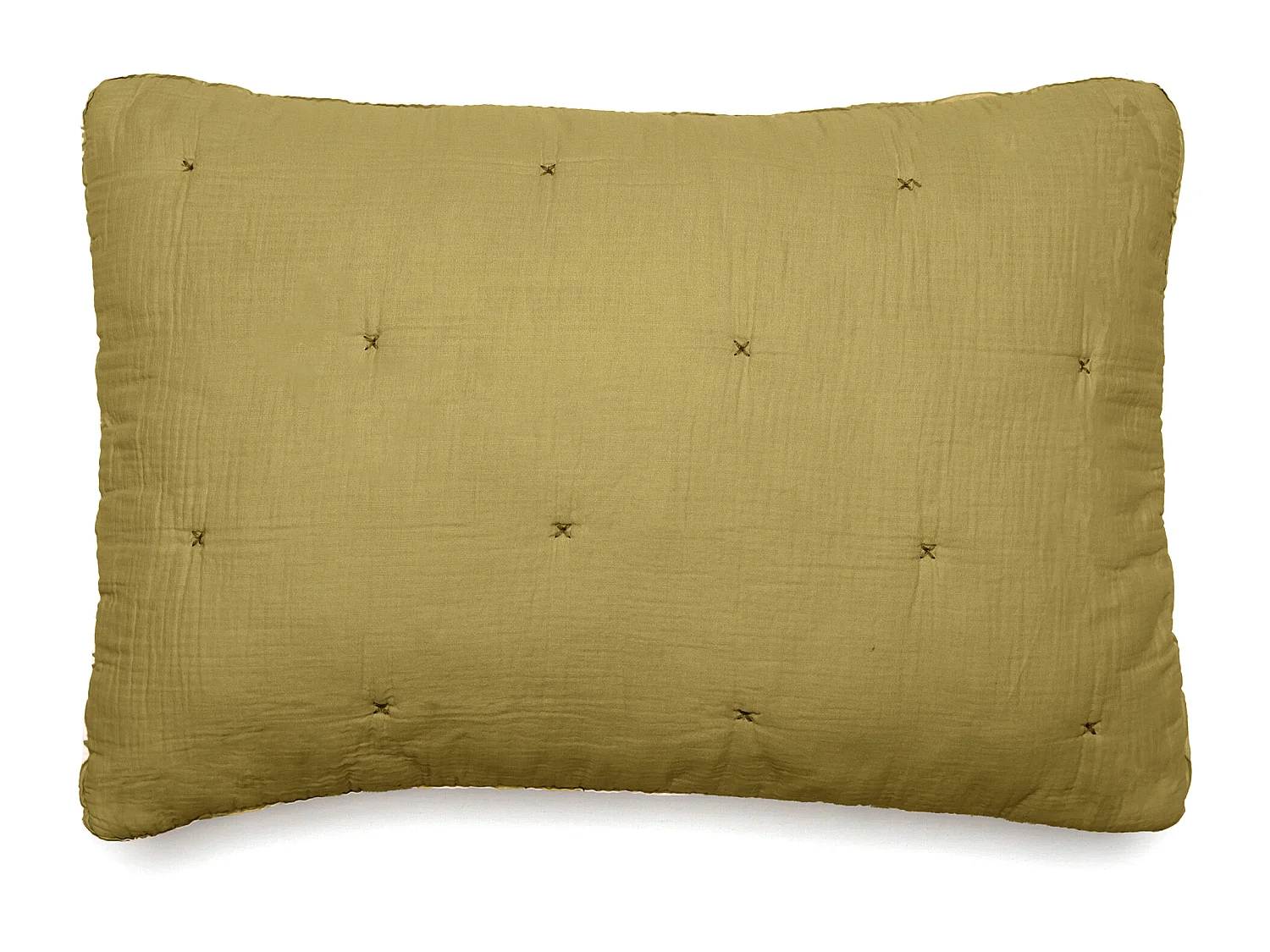 Housse de coussin capitonnée en mousseline de coton 40x60 cm ANDROS jaune jasmin