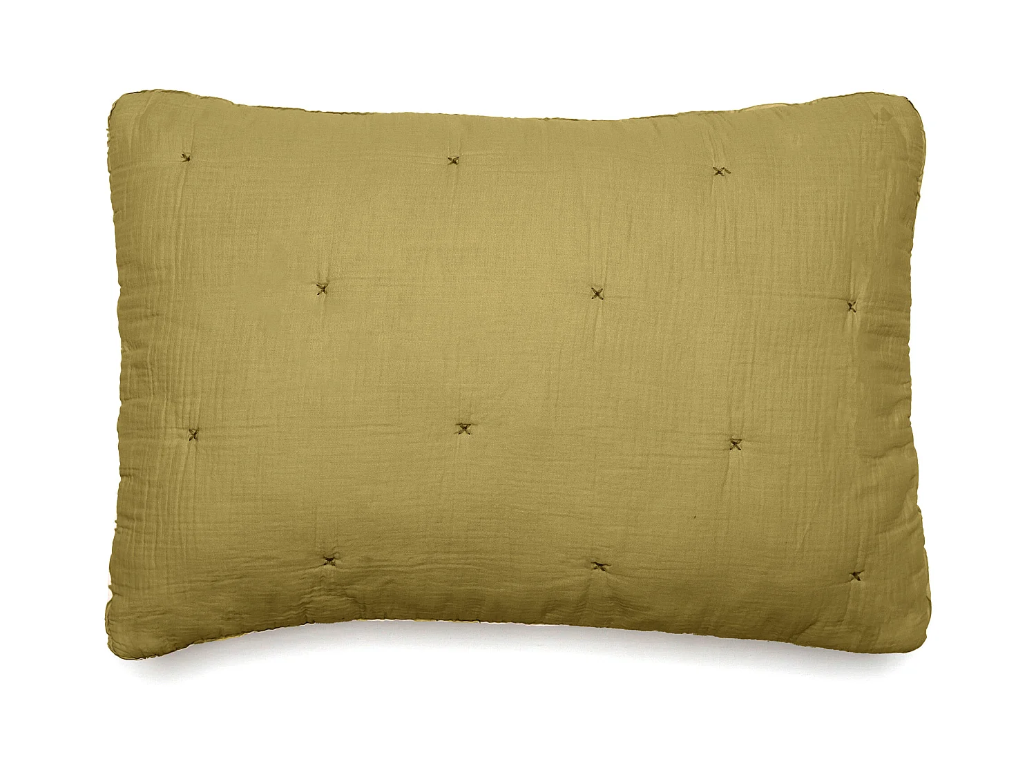 Housse de coussin capitonnée en mousseline de coton 40x60 cm ANDROS jaune jasmin