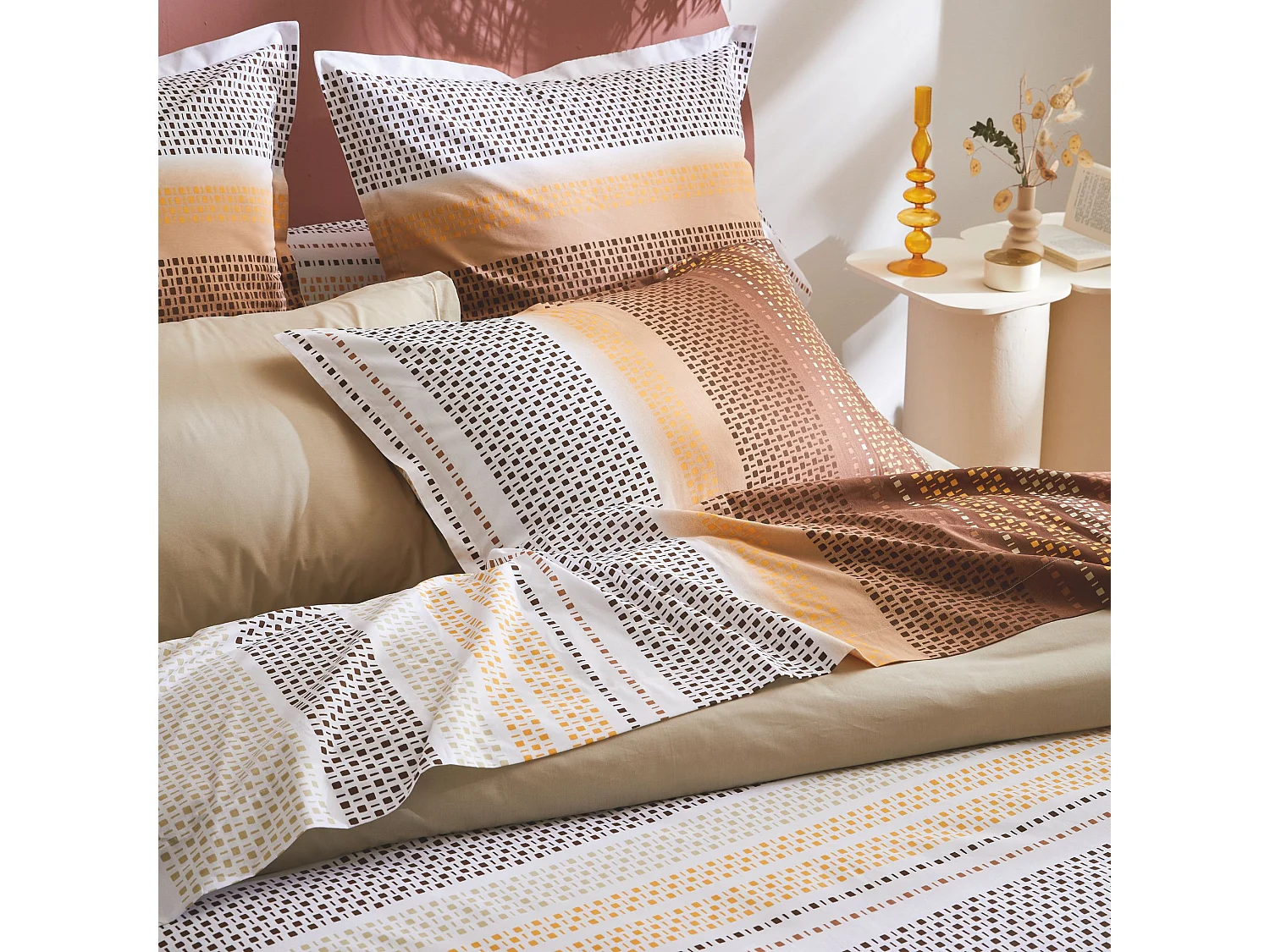 Parure de lit Niagara 200x200 Châtaigne Tradilinge