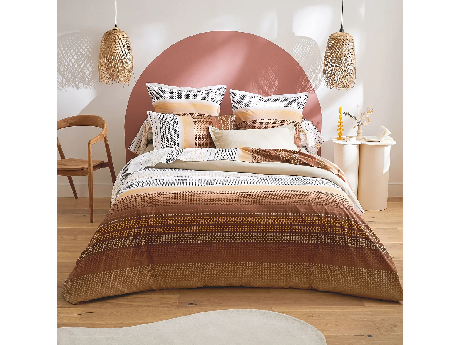 Parure de lit Niagara 240x220 Châtaigne Tradilinge