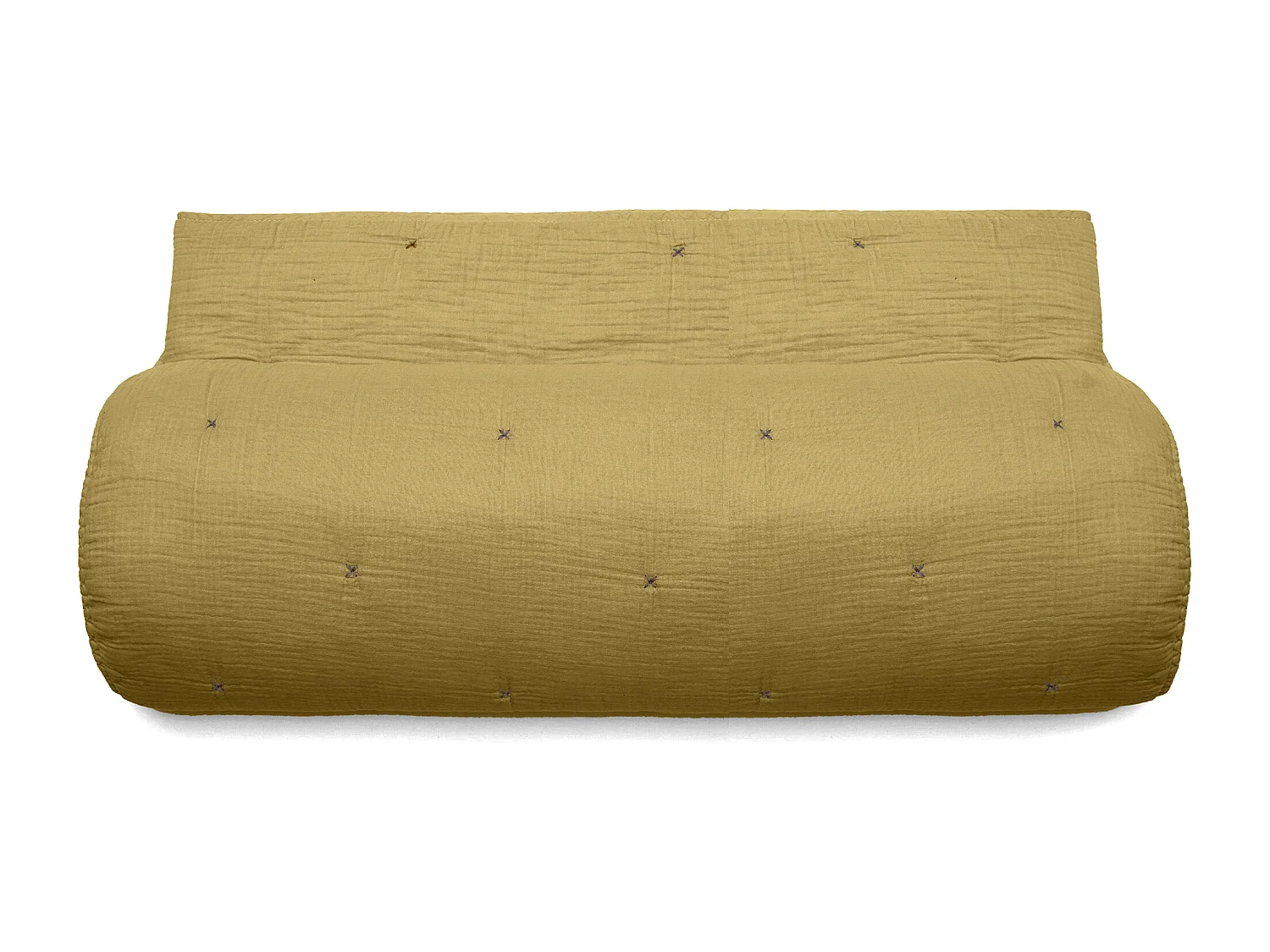 Couvre lit capitonné en mousseline de coton 260x240 cm ANDROS jaune jasmin