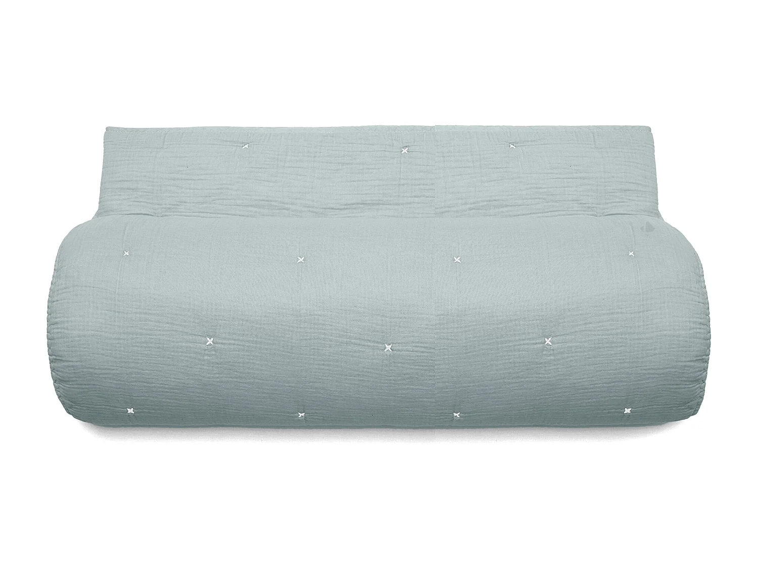 Couvre lit capitonné en mousseline de coton 260x240 cm ANDROS bleu lichen