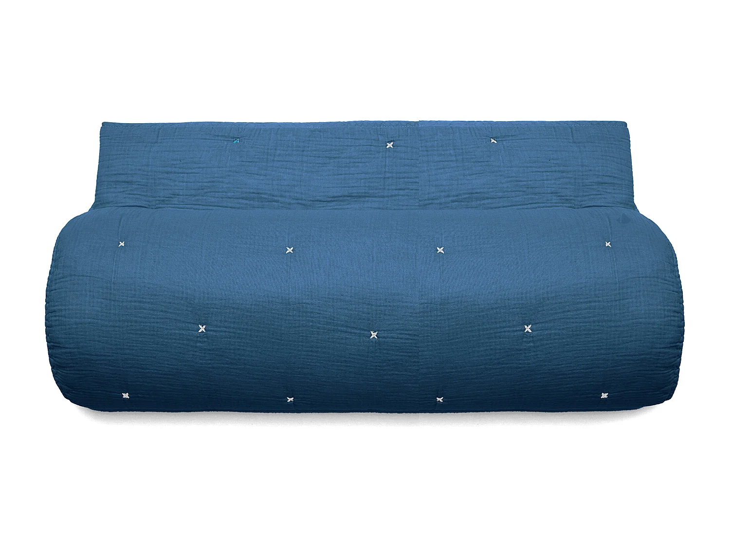 Couvre lit capitonné en mousseline de coton 260x240 cm ANDROS bleu marine