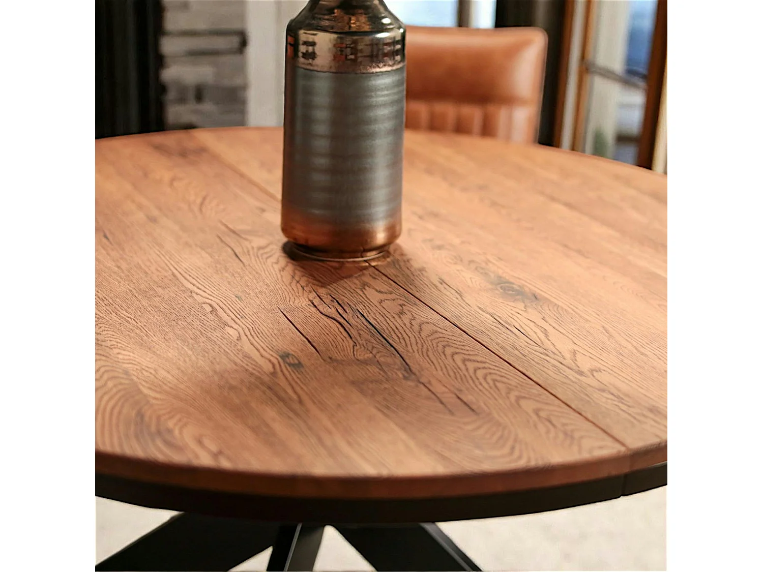 Table ronde extensible en chêne brun 140 cm PALERME