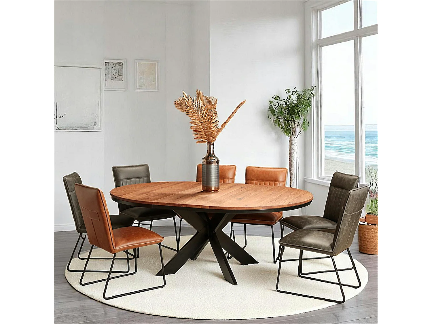 Table ronde extensible en chêne brun 140 cm PALERME