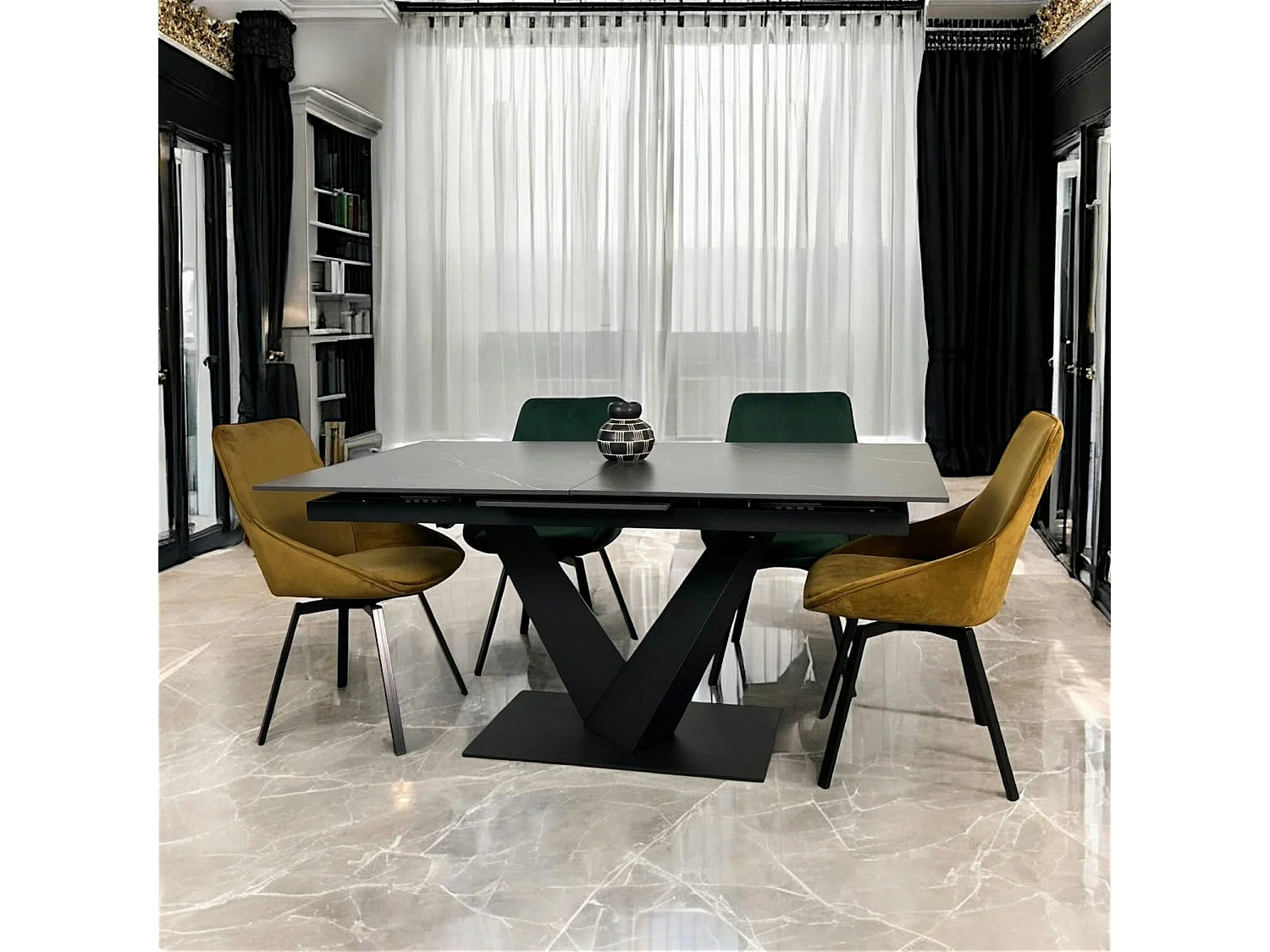 Table en céramique noire extensible 160-205 cm OTTAWA