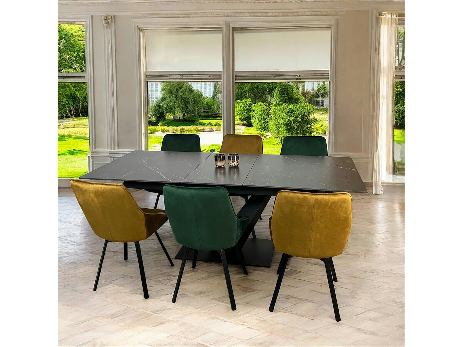 Table en céramique noire extensible 160-205 cm OTTAWA