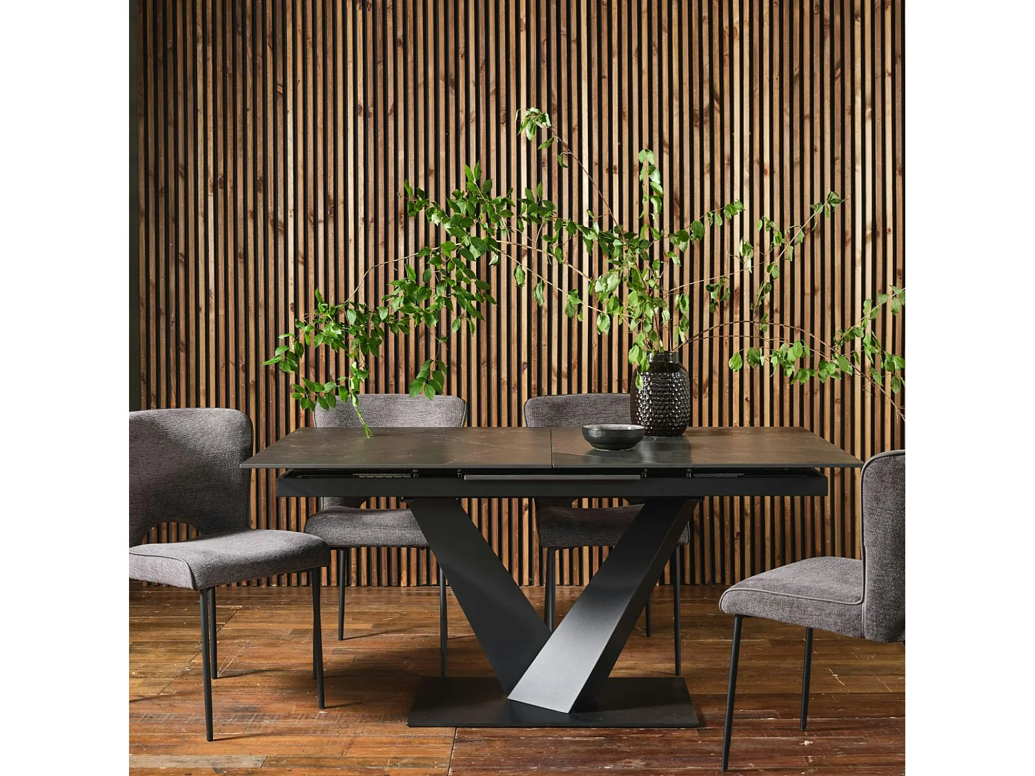 Table en céramique noire extensible 160-205 cm OTTAWA