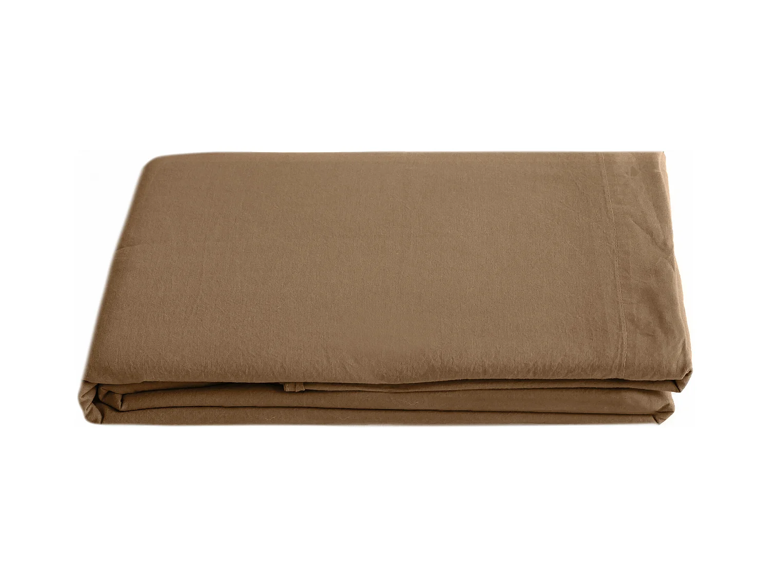 Drap plat 240x290 cm pur coton lavé PALACE marron cognac