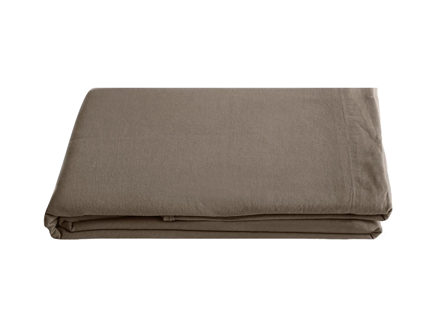 Drap plat 240x290 cm pur coton lavé PALACE marron tabac