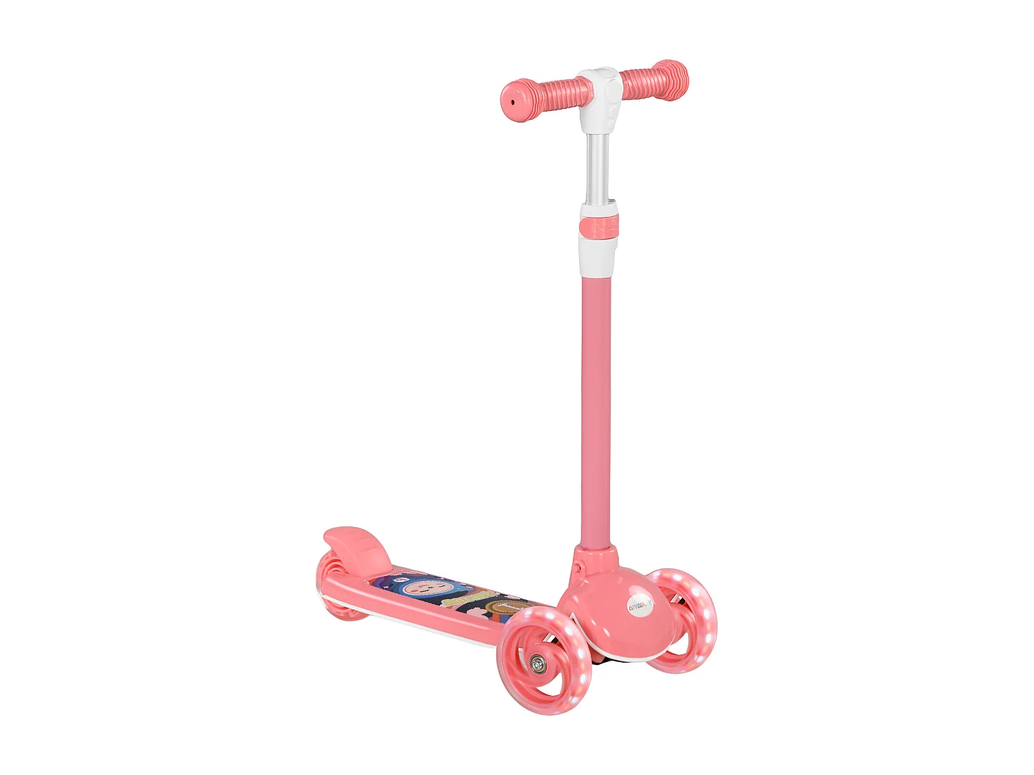 Trottinette pour enfants trottinette 3 roues lumineuses LED hauteur guidon réglable  frein à friction arrière rose