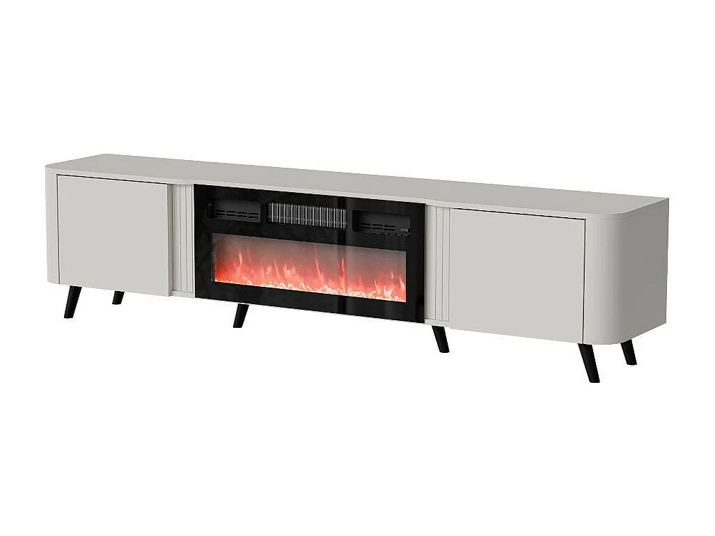 Mobile TV beige da 200 cm con camino elettrico Lucky