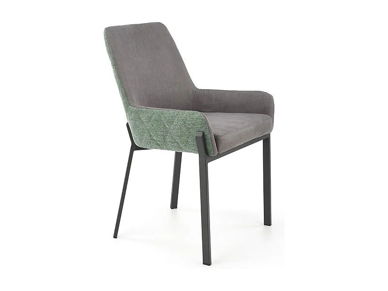 Silla de comedor gris y verde con patas de metal negro OGMA