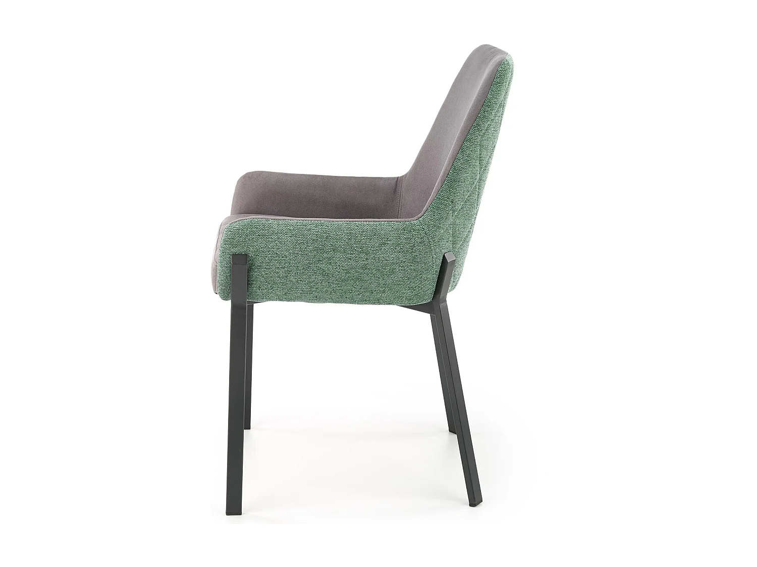 Sedia da pranzo grigia e verde con gambe in metallo nero OGMA